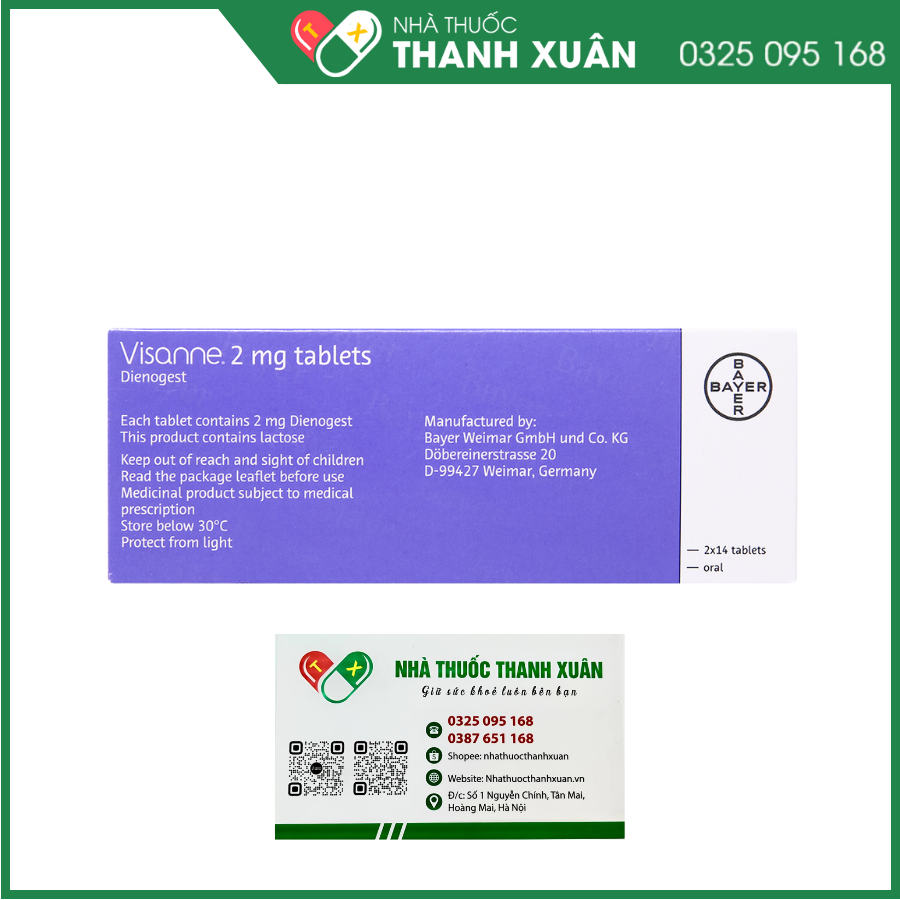 Visanne 2mg tablets trị lạc nội mạc tử cung